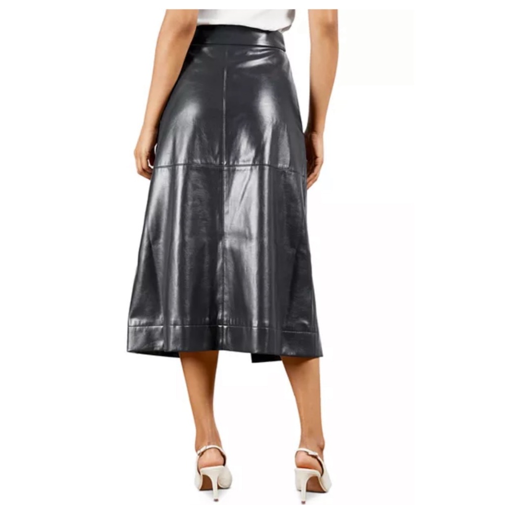 Ted Baker Elii Faux Leather Midi Wrap Skirt in Navy Blue - Picture 4 of 13